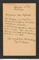 Nachlass Franz Steindachner, Brief von Haberer an Franz Steindachner (14.03.1905), Inv.Nr. 193.03, Seite 1